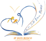 Logo I.P. Don Bosco — cuore con libro aperto, figure di educatore e bambino